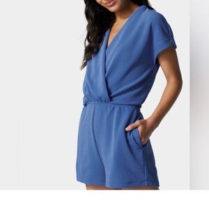 bebe Blue Wrap Jumpsuit